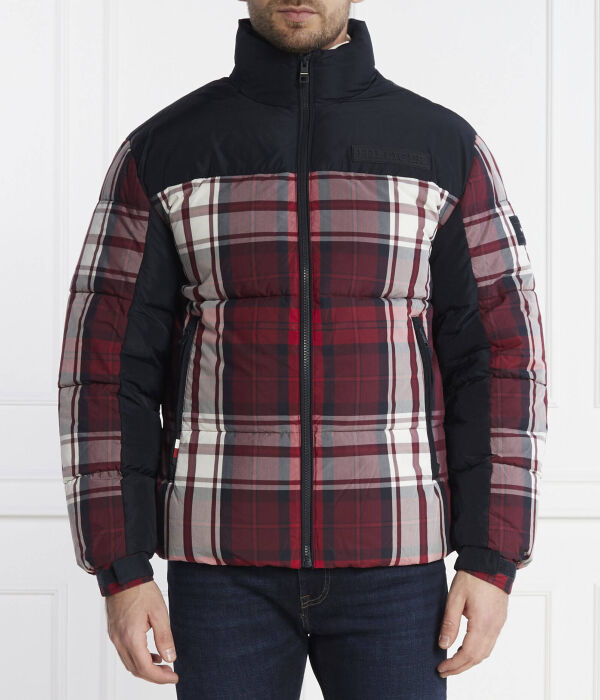 

Куртка мужская Tommy Hilfiger в клетку с воротником-стойкой, бургундия