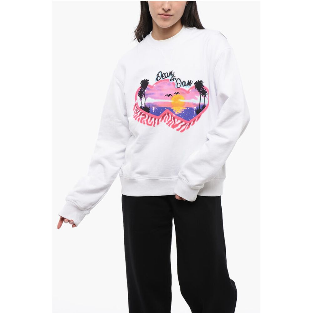 

Толстовка SPRAY SUNSET из начесаного хлопка с круглым вырезом Dsquared2, White