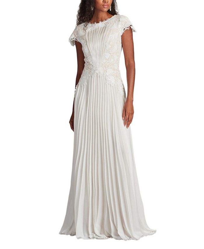 

Кассиэль Плиссированное Шифоновое Платье Tadashi Shoji, слоновая кость/кремовый
