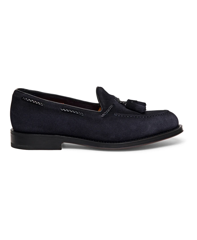 

Замшевые лоферы с кисточками Santoni, синий