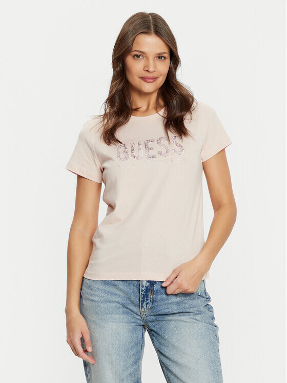 

Футболка стандартного кроя Guess, розовый