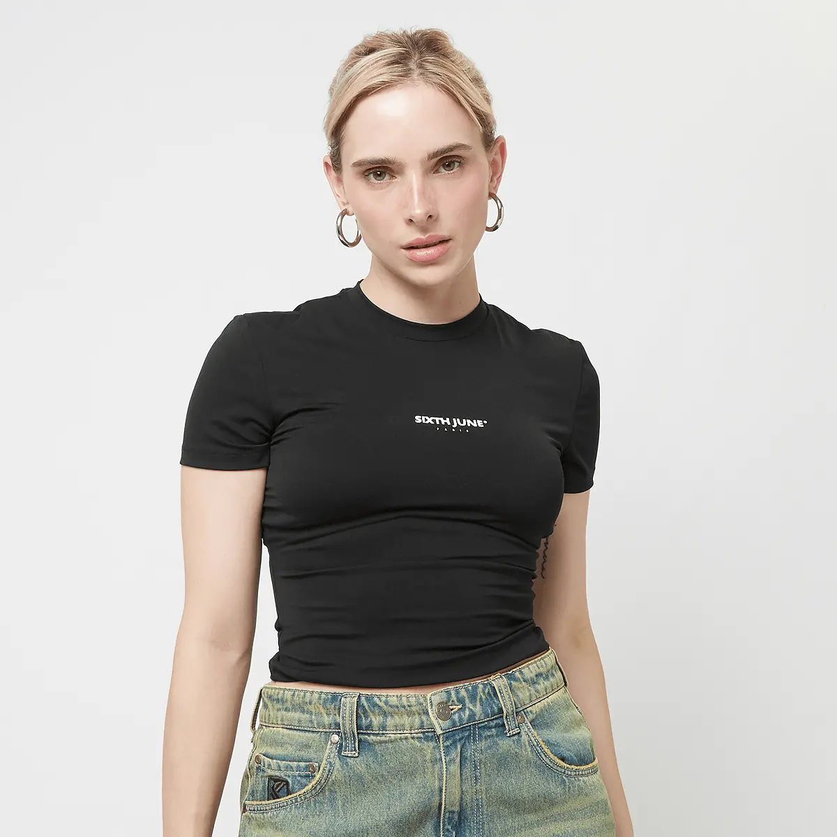 

Топ Sixth June Sheathing Short Sleeve Crop Top, черный