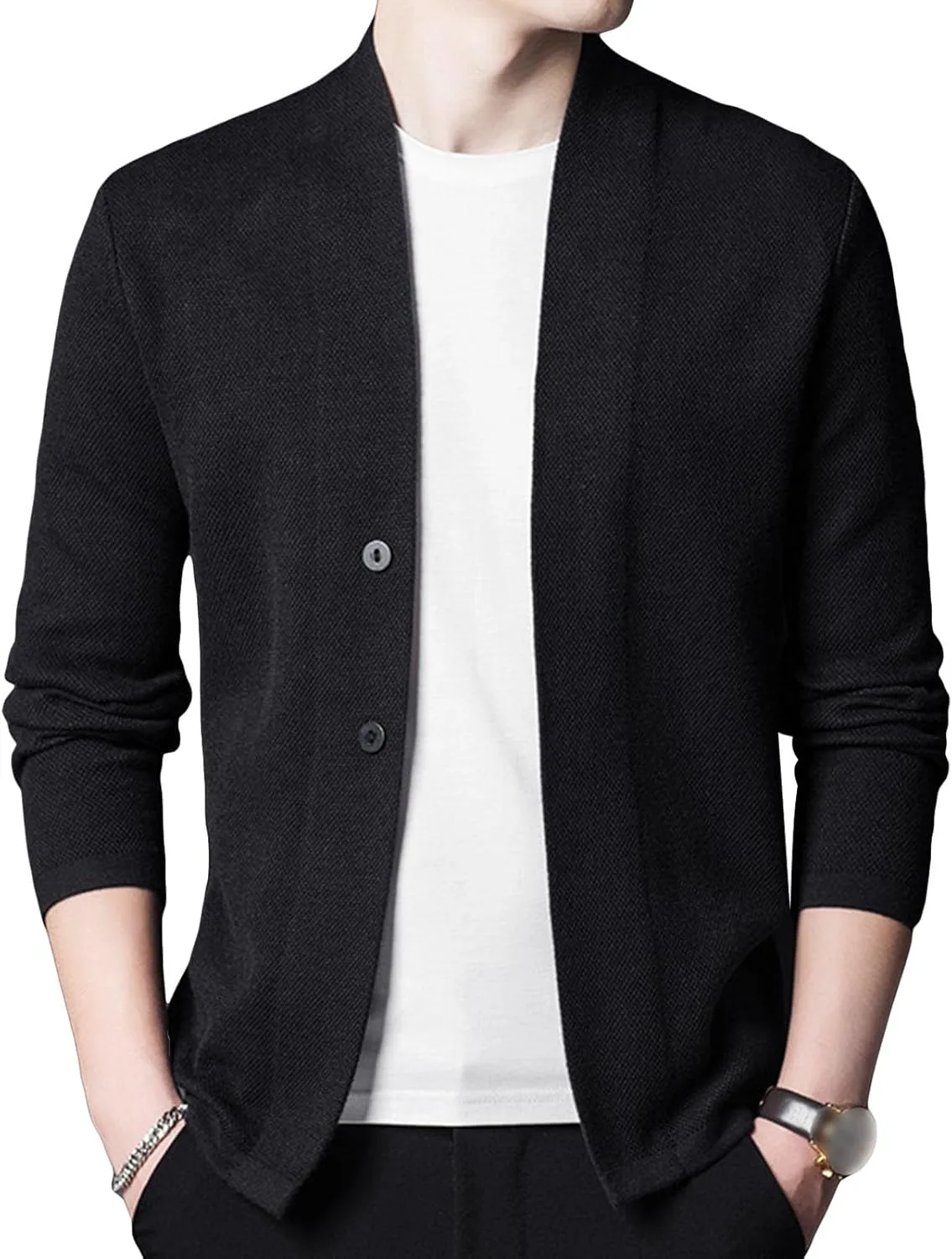 

Мужской кардиган Slim Fit V-образным вырезом с длинными рукавами и воротником-шалью