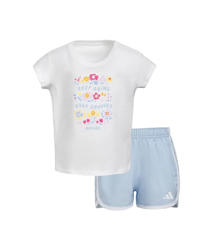 Детский комплект футболка с коротким рукавом и шорты Keep Going Keep Growing Adidas Kids, Light Grey Heather