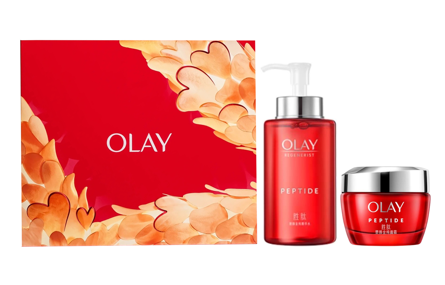 

Olay Новогодний лимитированный большой красный флакон крем для лица с пептидами и водой набор для ухода за кожей увлажняет и питает 50г+250мл