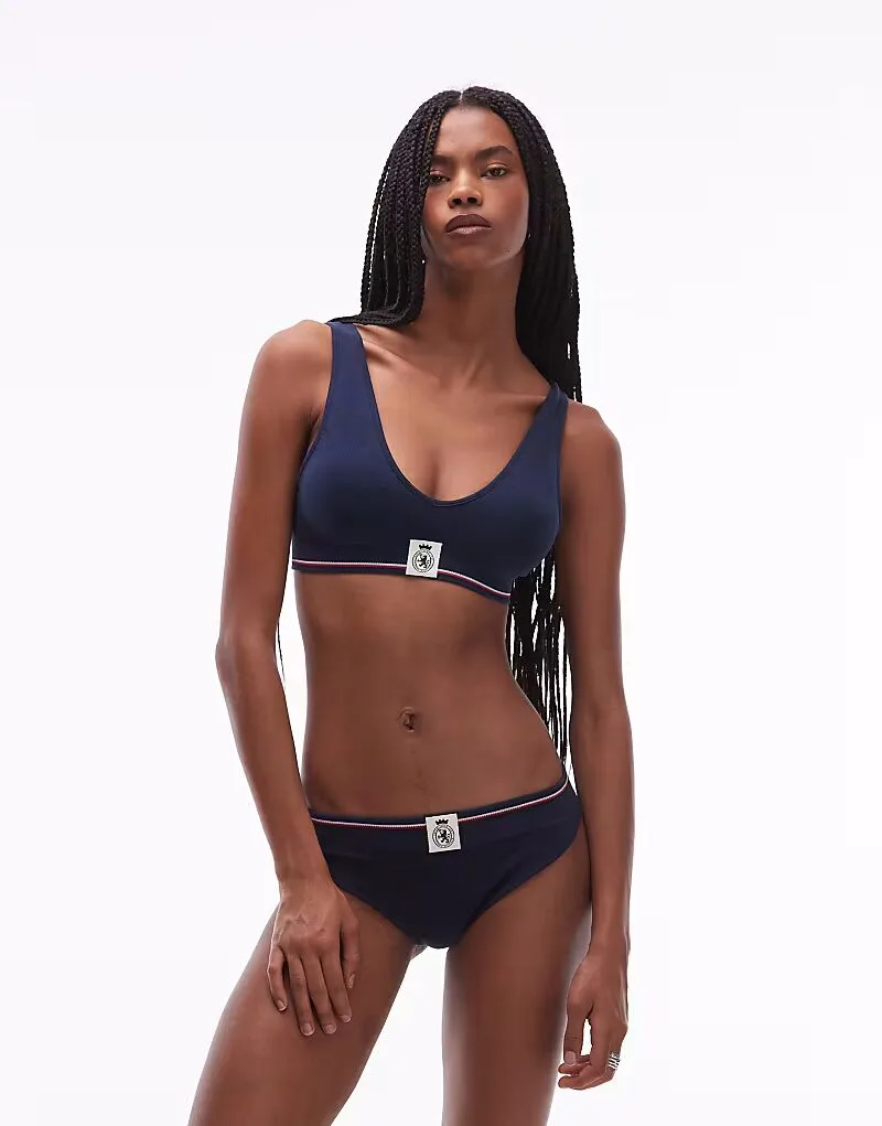 Трусики-стринги Tommy Hilfiger с полосатым поясом и эмблемой, темно-синие — фото 2