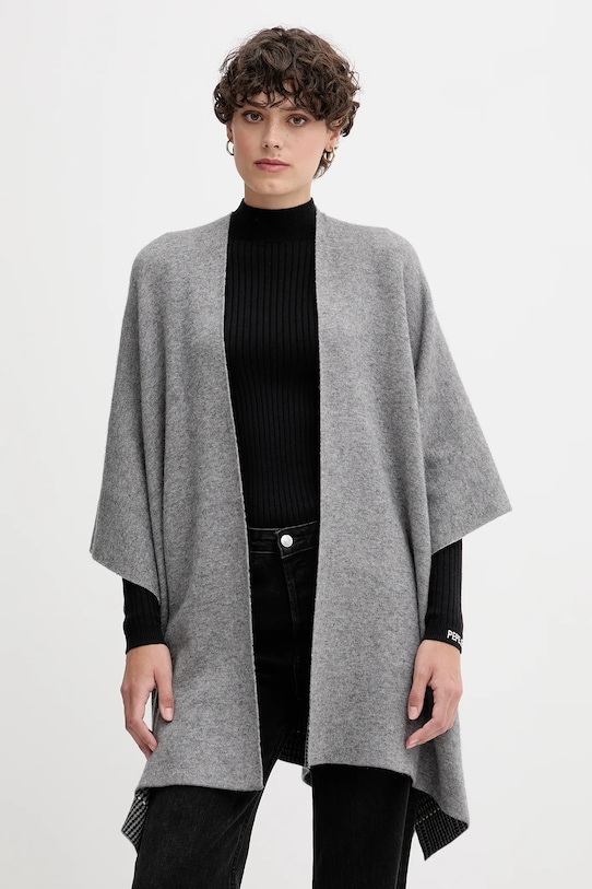 

Двустороннее шерстяное пончо United Colors Of Benetton, серый