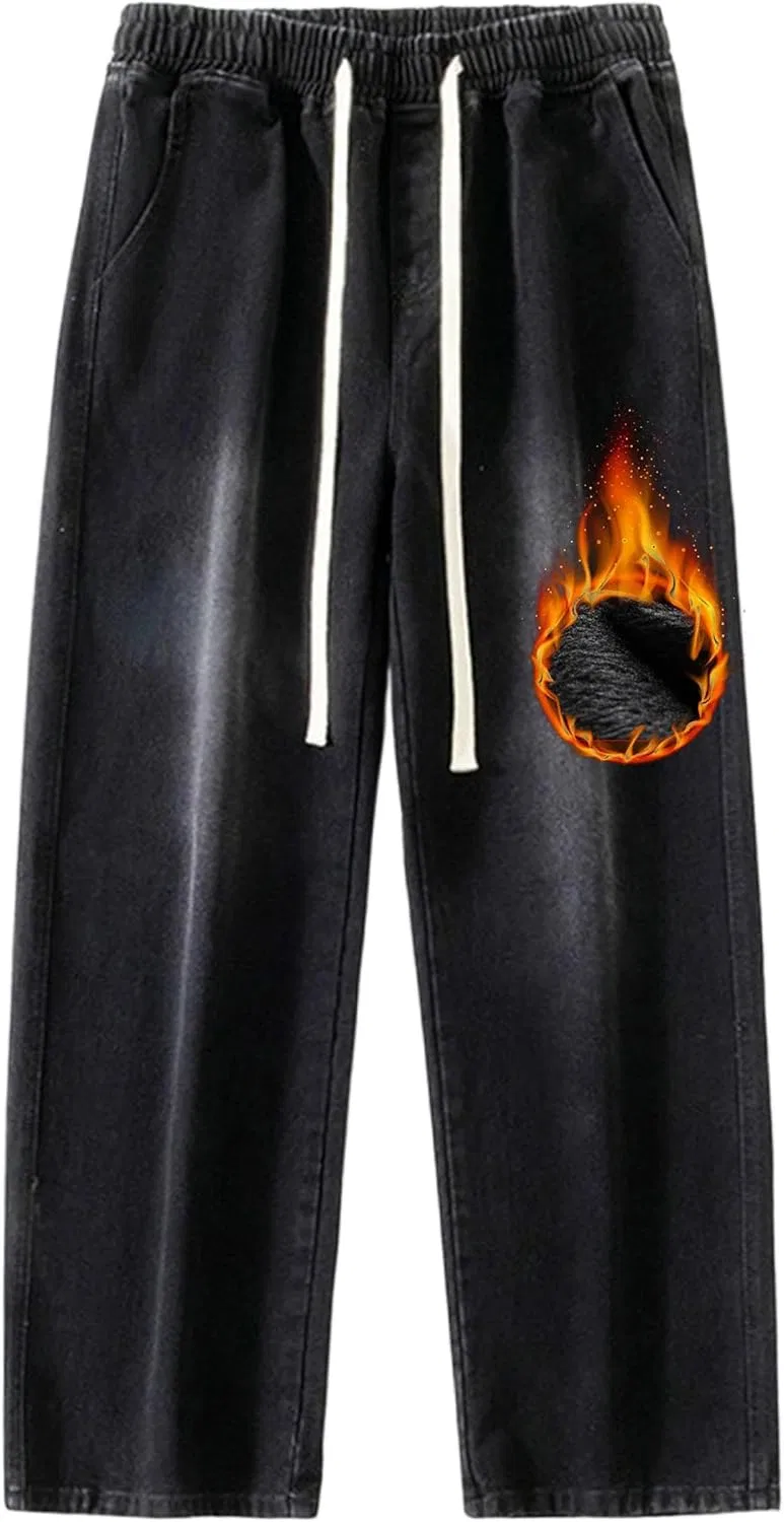 Зимние джинсы с флисом, Black