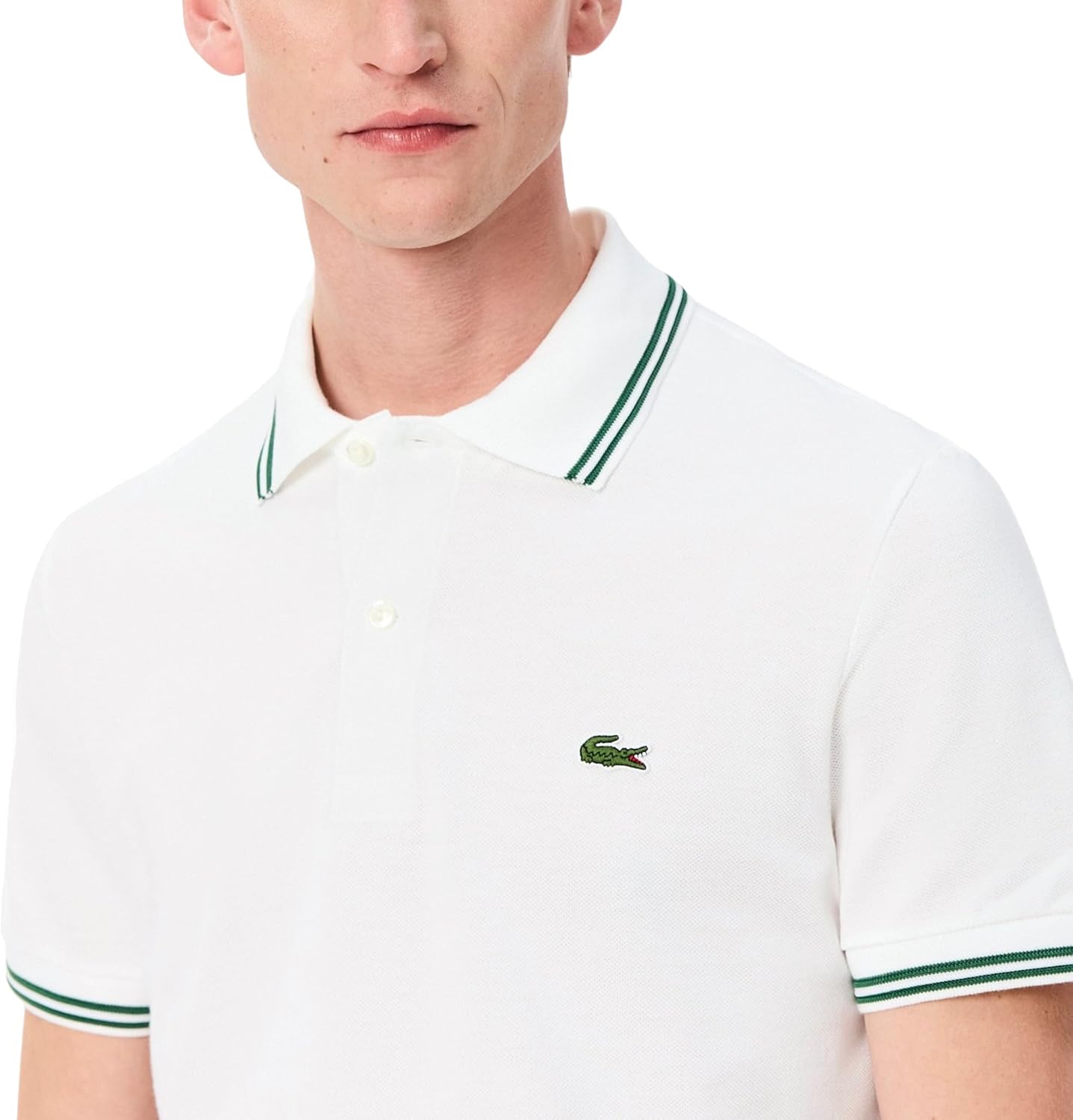 Lacoste мужская сезонная короткая рукавка обычного кроя поло с контрастным воротником, White — фото 2