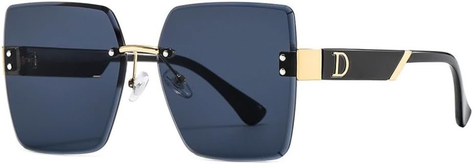 

MUTYNE Роскошные солнцезащитные очки большого размера без оправы, квадратной формы, для женщин, винтажный стиль, линзы с заклепками, модные солнцезащитные очки UV400, Black