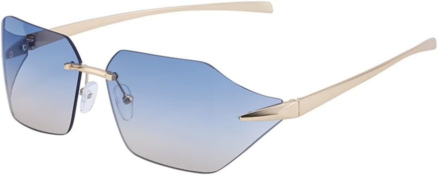 

Маленькие прямоугольные солнцезащитные очки без оправы для мужчин, роскошные винтажные солнцезащитные очки без оправы для панк-стиля, очки с защитой от УФ-излучения UV400 LVTFCO, 9