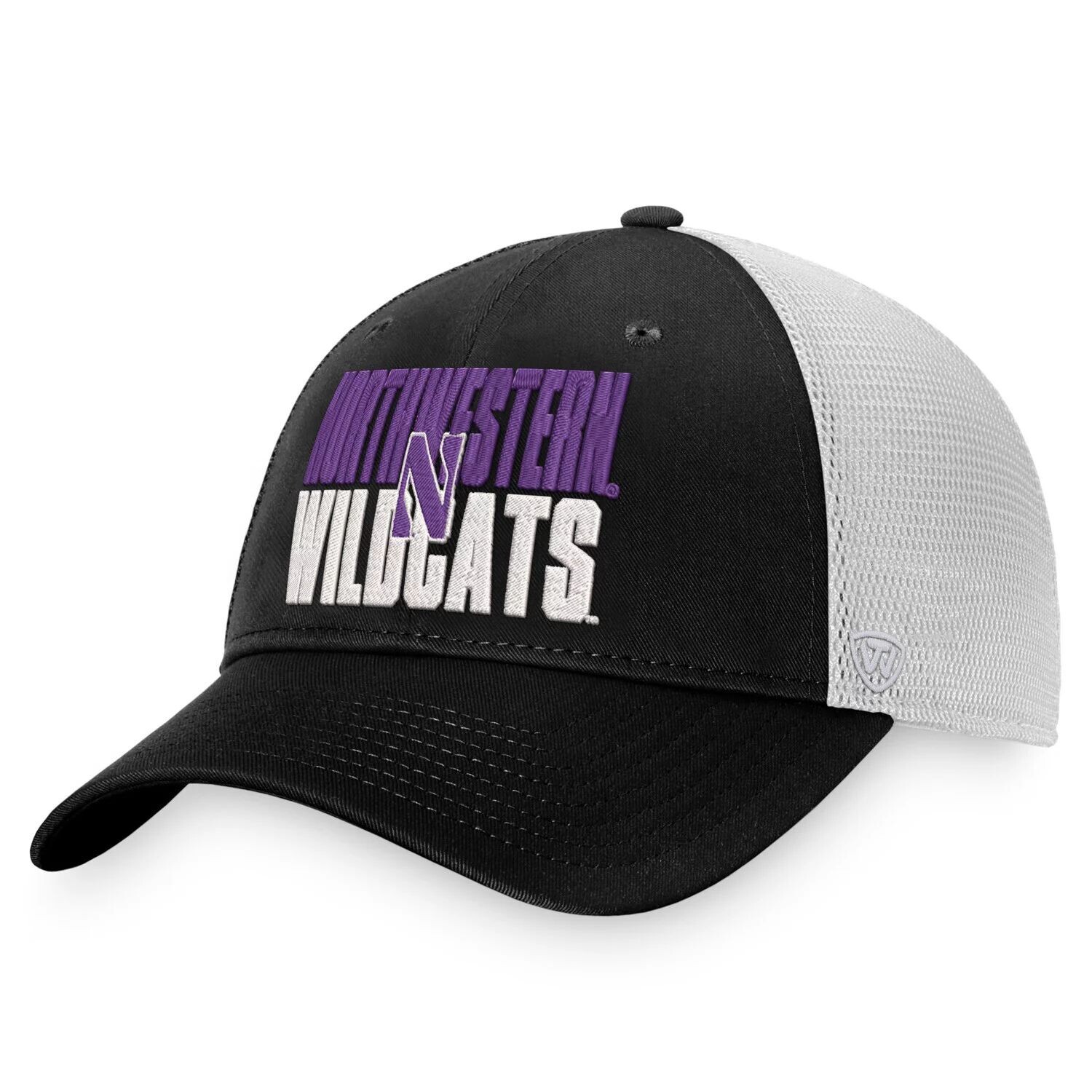 

Мужская черно-белая кепка Top of the World Northwestern Wildcats Stockpile Trucker Snapback