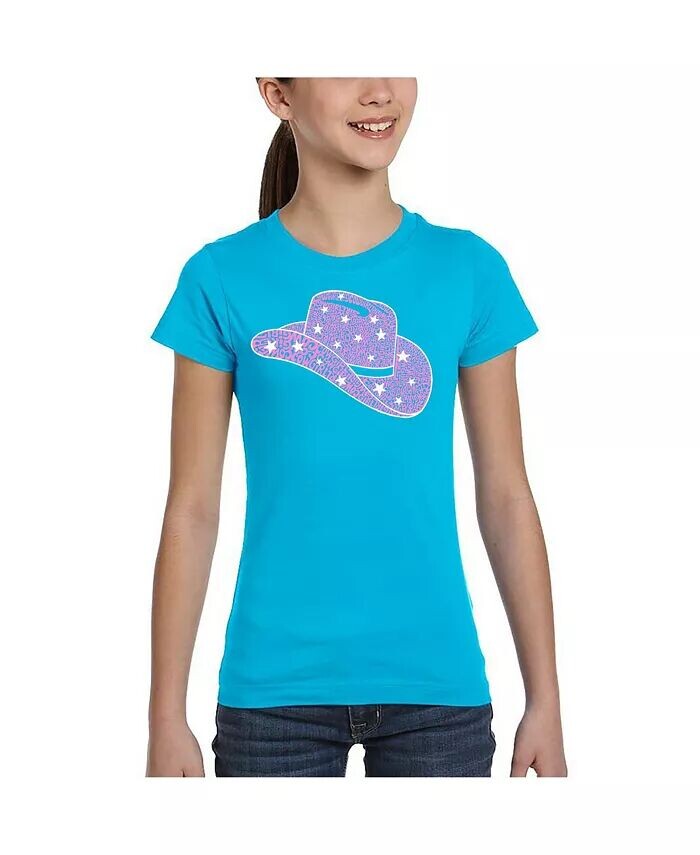 

Футболка с коровьей шляпой для девочек Word Art La Pop Art, синий