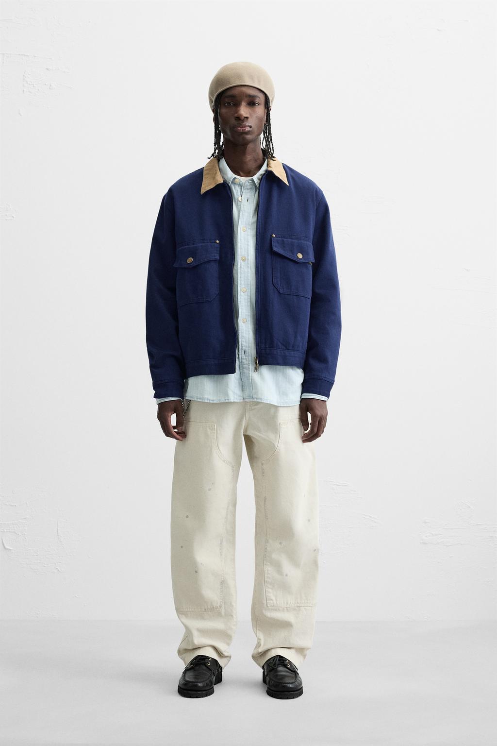 

Куртка с контрастным воротником ZARA, цвет Bluish