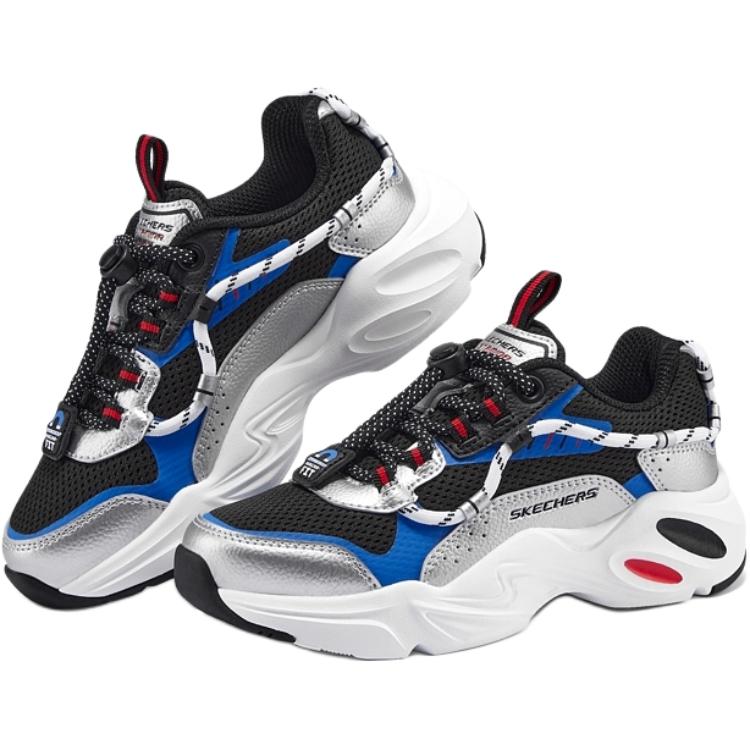 Skechers Kids Износостойкие, легкие, амортизирующие, низкие повседневные кроссовки, черные, красные, синие, детские — фото 2