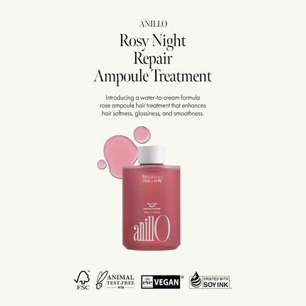 Средство для волос Rosy Night Repair Hair Ampoule Treatment Water-To-Cream Formula for Damaged Hair — фото 2