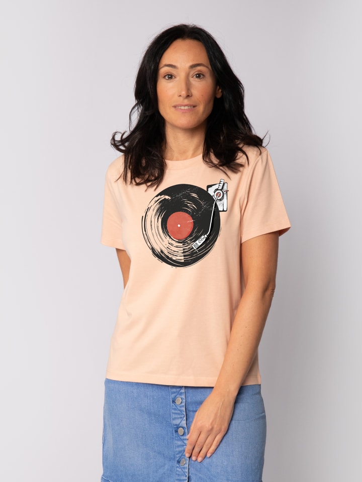 

Футболка с виниловой пластинкой в цвете Fraiche Peche wat Apparel