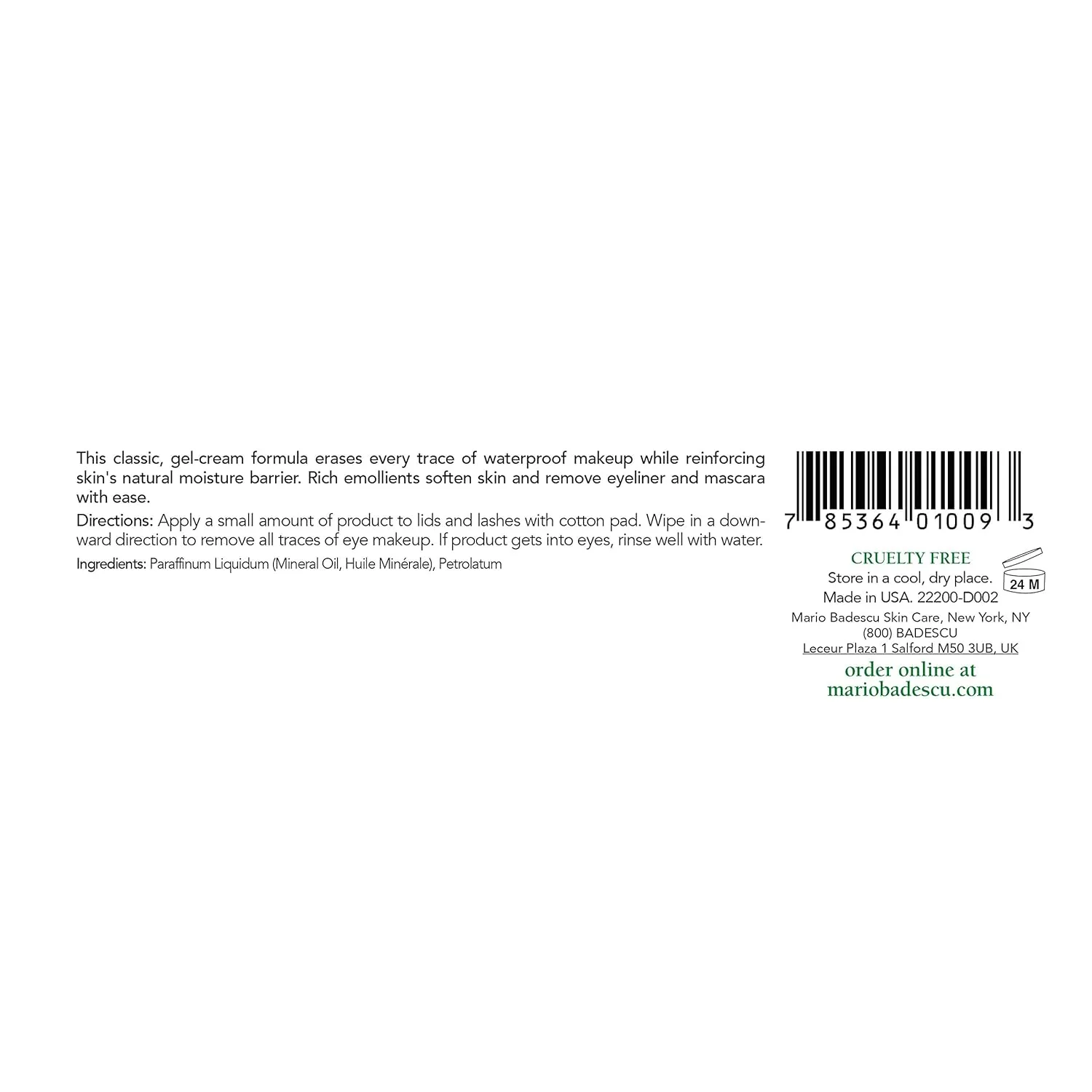 Средство для снятия макияжа Mario Badescu — Eye Makeup Remover Cream - нежный гель- для снятия водостойкой туши и подводки, безопасен, 56.7 г — фото 2