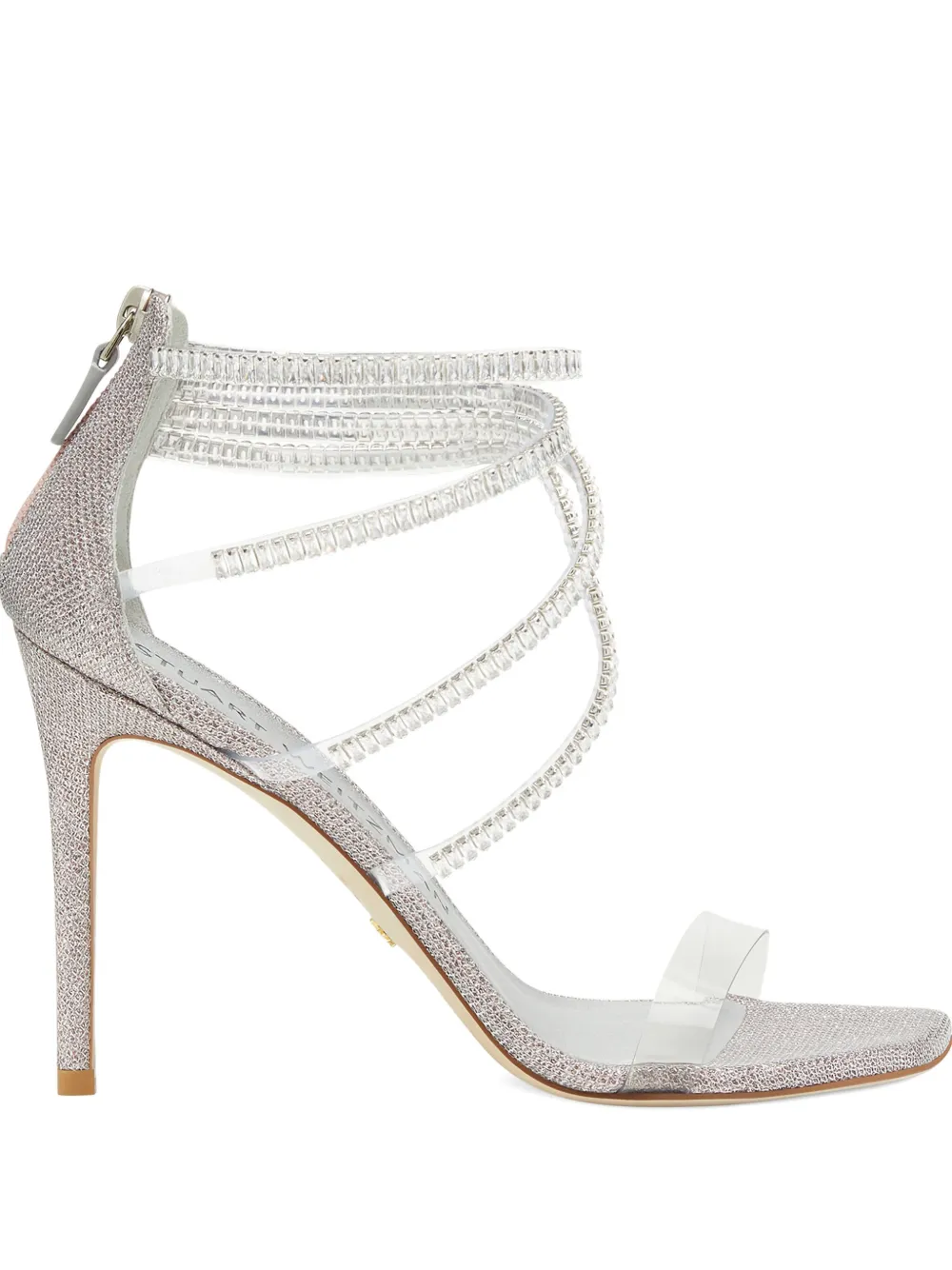 Босоножки Superglam на каблуке 100 мм Stuart Weitzman, серебристый