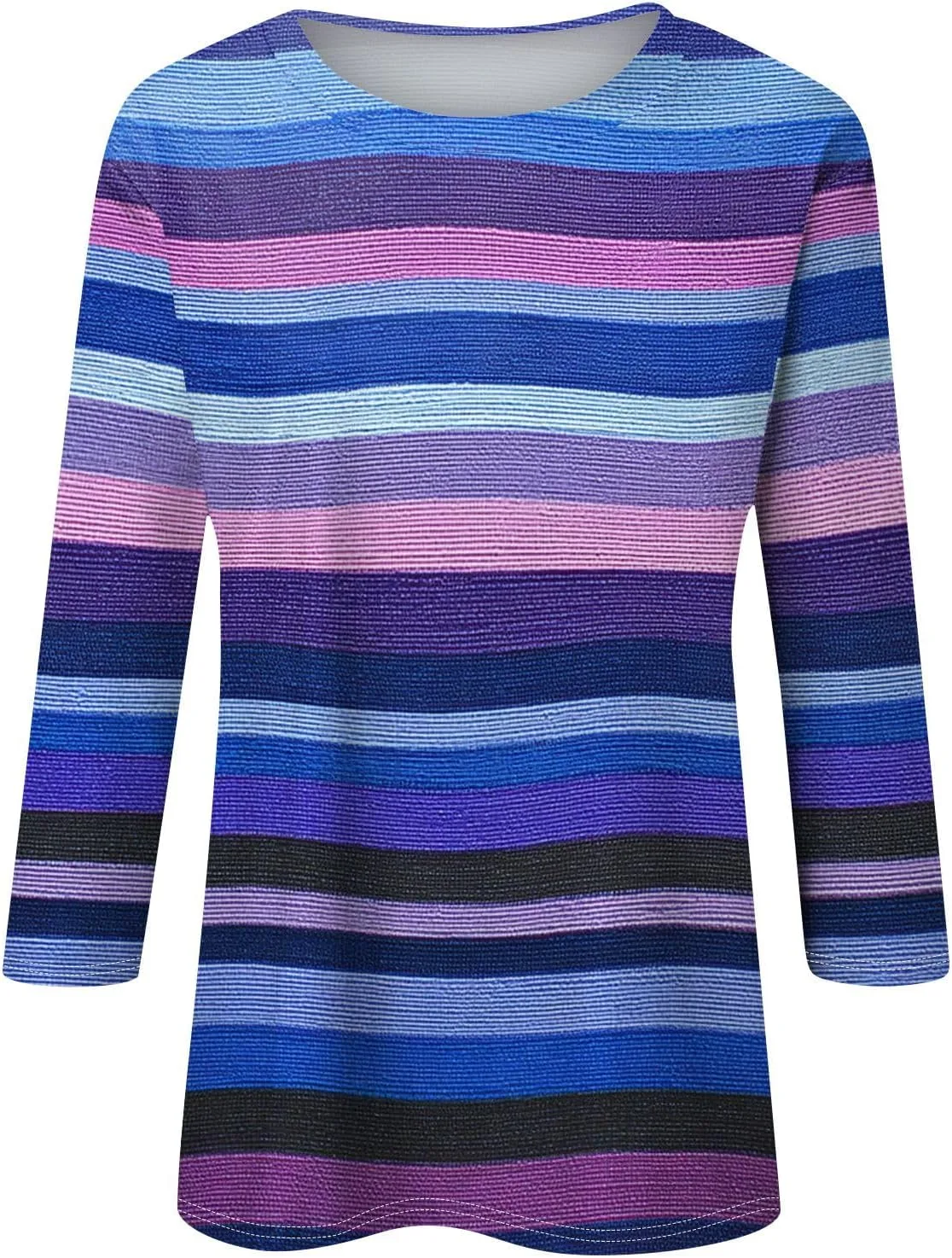 Повседневная блузка для женщин Plus Size с 3/4 рукавом и полоской — фото 4