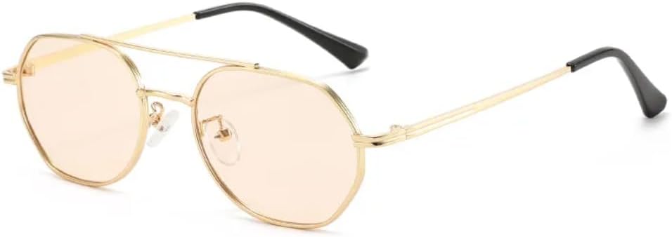 

Модные солнцезащитные очки в многоугольной овальной оправе, унисекс, стильный уличный дизайн, визуально сужают лицо, обеспечивают защиту от УФ-излучения TVTBBVV, Champagne