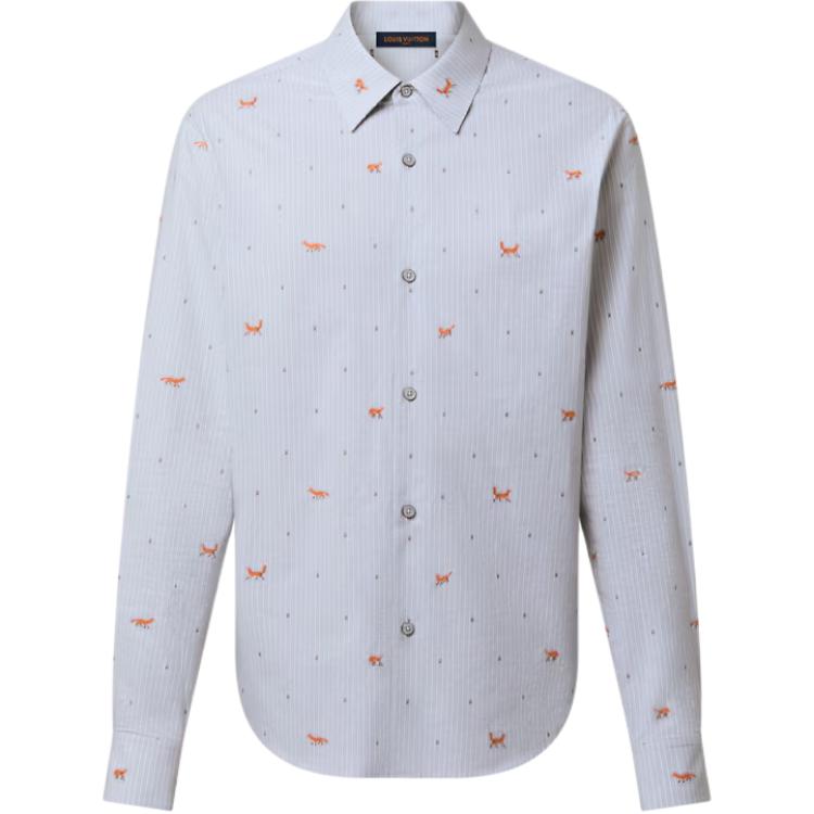

Louis Vuitton Мужская рубашка светло-голубого цвета с заостренным воротником средней высоты
