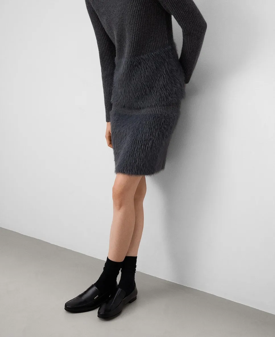 

Вязаная юбка с эффектом меха Adolfo Dominguez, темно-серый