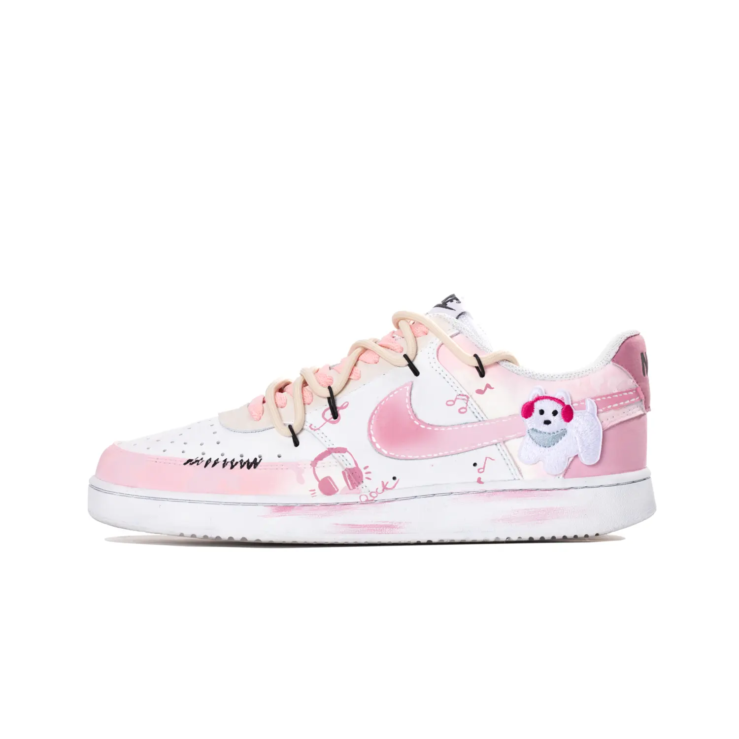 

Court Vision 1 Mechanical Spirit, Kitten Mimi амортизация, износостойкие низкие кроссовки для скейтбординга мужские розовый белый Nike, Peach