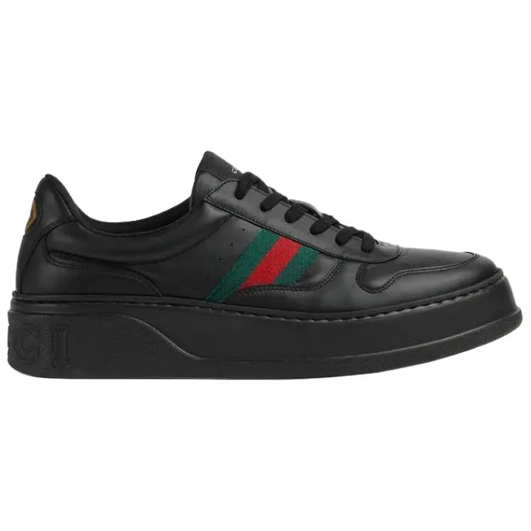 GUCCI Кожаные низкие скейтерские кроссовки мужские черные — фото 3