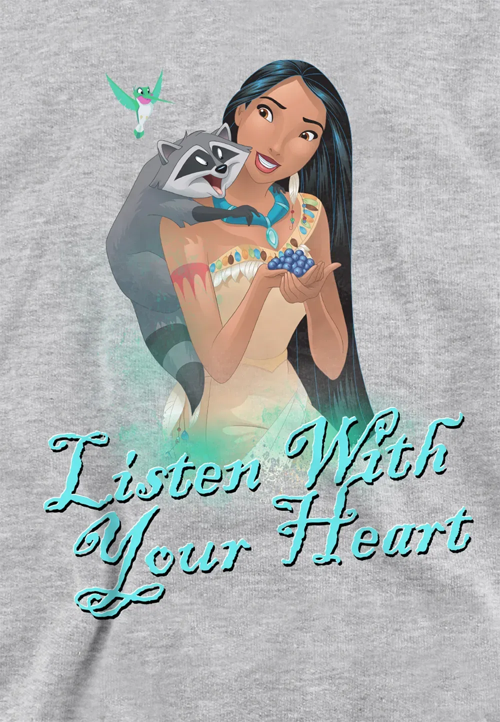 Детская худи с принтом Pocahontas, Disney, серый — фото 2