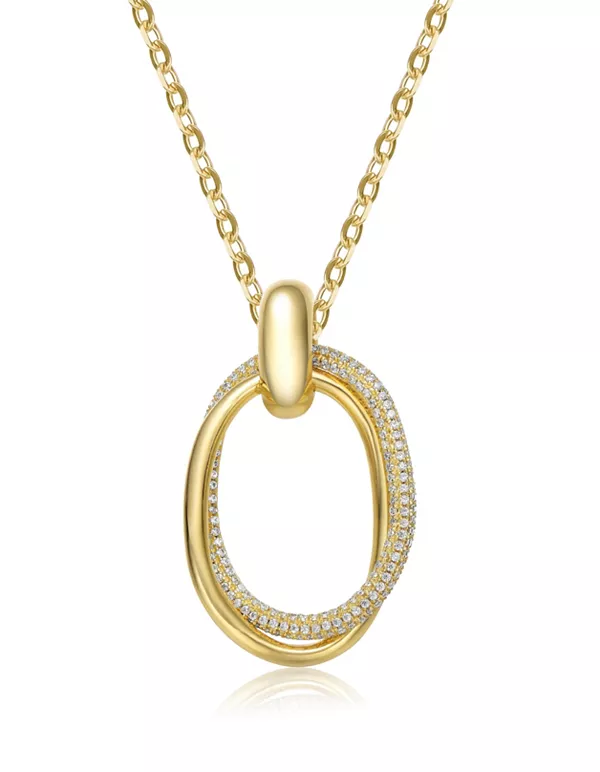 

Ожерелье из стерлингового серебра с позолотой 14 карат и подвеской в виде овального круга вечности с кубическим цирконием 34 мм Rachel Glauber, gold