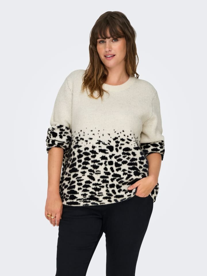 

Пуловер ONLY Carmakoma Strickpullover Curve Rundhals Langarm weich warm, черный