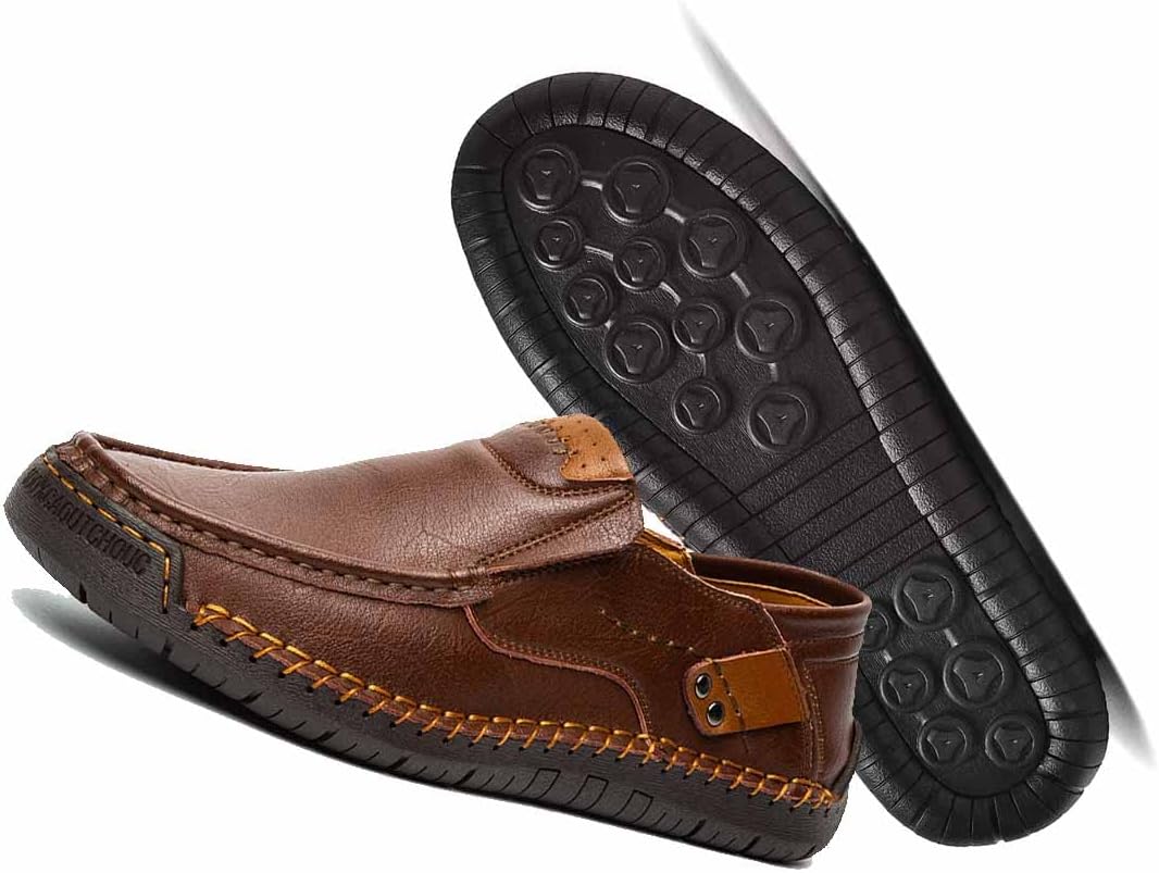 

Мужские повседневные кожаные слипоны, дышащие удобные прогулочные туфли, офисные и водительские слипоны Msyingl, коричневый