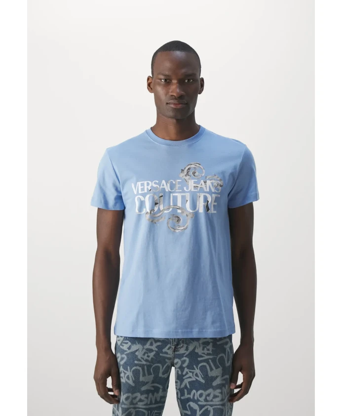 

Футболка с акварельным логотипом Versace Jeans Couture, синий