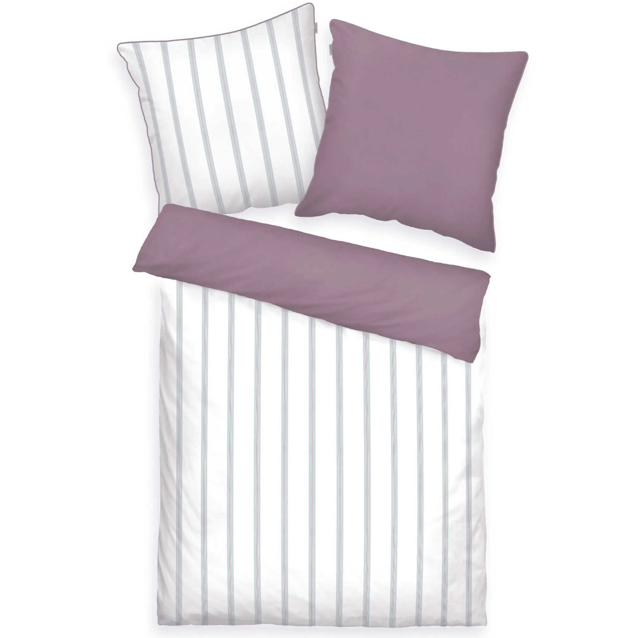 

Постельное белье TOM TAILOR HOME «CLASSIC SATIN STRIPES в размере. 135х200см или 155х220см", новая спальня, цветная окантовка на подушке, цвет Cozy Mauve & Fresh Sage
