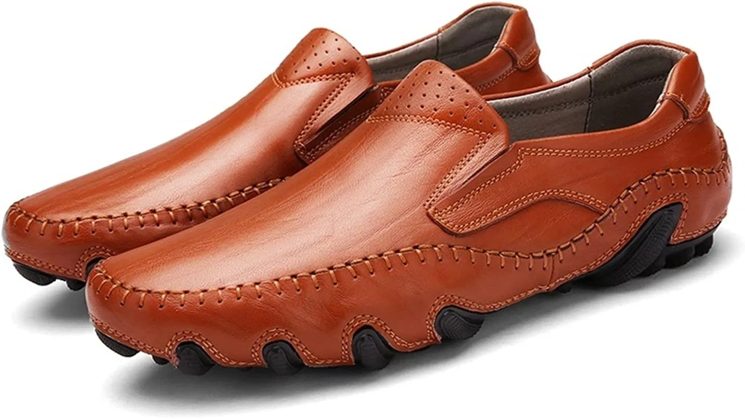 Мужские лоферы, дышащая кожа, Flat Heel, красно-коричневый — фото 4