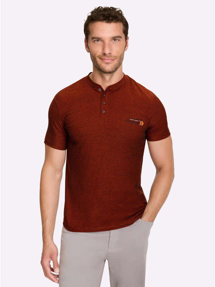 

Рубашка с короткими рукавами в полоску цвета терра-черного WITT WEIDEN