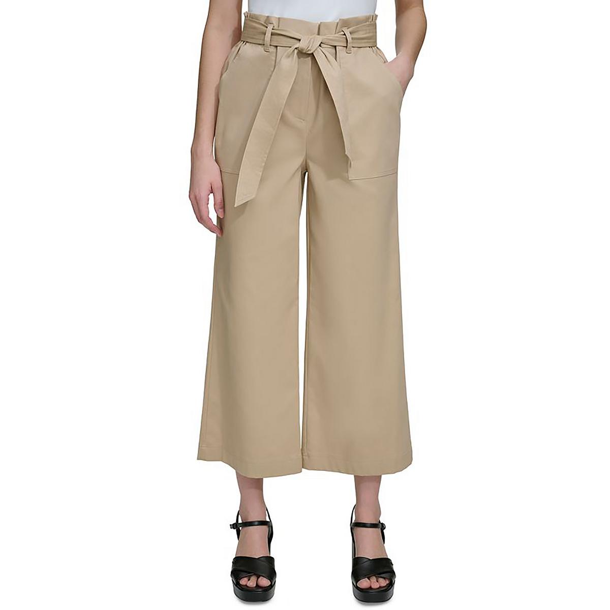 

Женские однотонные хлопковые укороченные брюки Calvin Klein, цвет tan