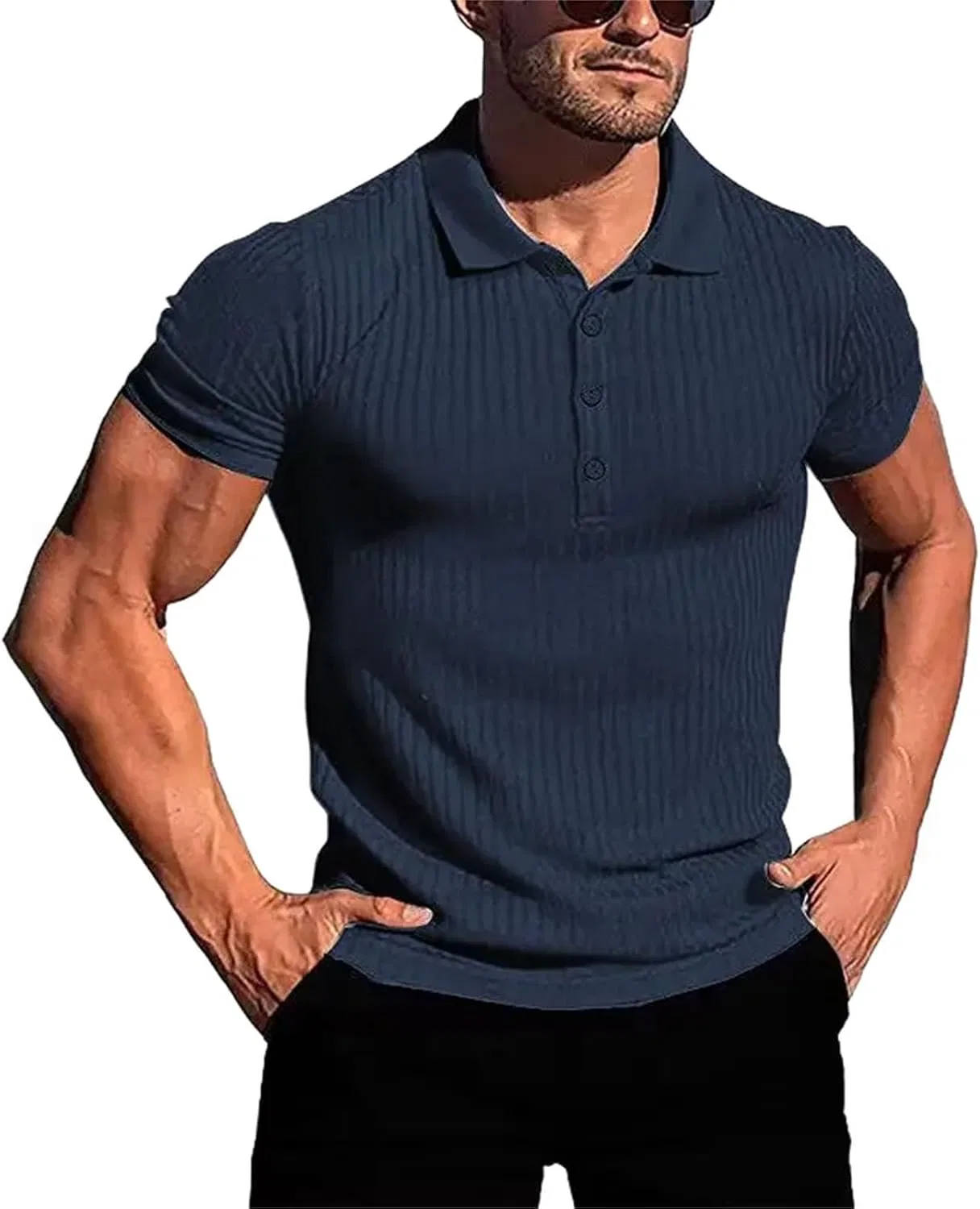 Мужское поло для бега, дышащее, полиэстер, Navy Blue