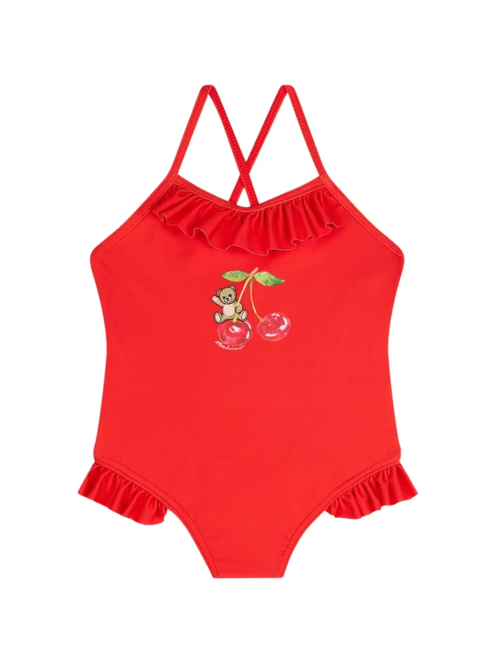 Купальник с рюшами и принтом Moschino Kids, красный