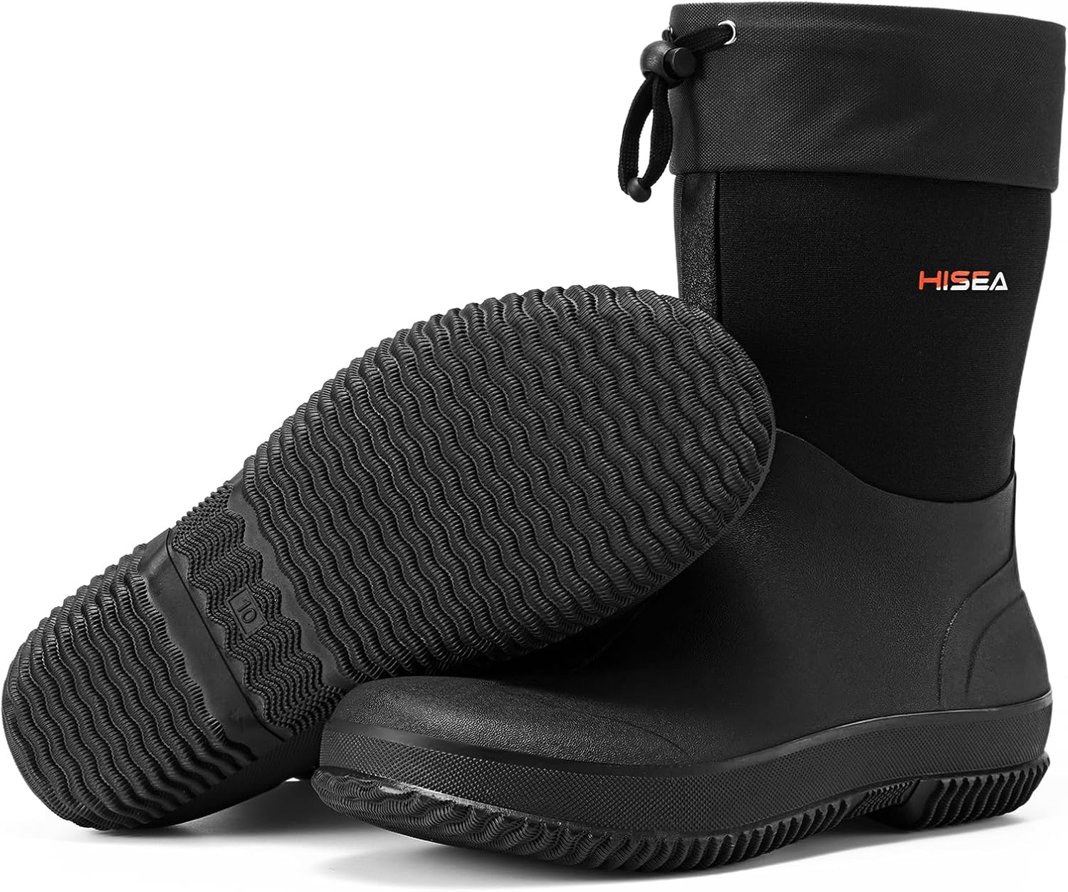 

Мужские садовые ботинки HISEA с улучшенной конструкцией, водонепроницаемые рабочие ботинки, устойчивые к грязи, с неопреновой резиновой изоляцией, дождевые ботинки до щиколотки, Black