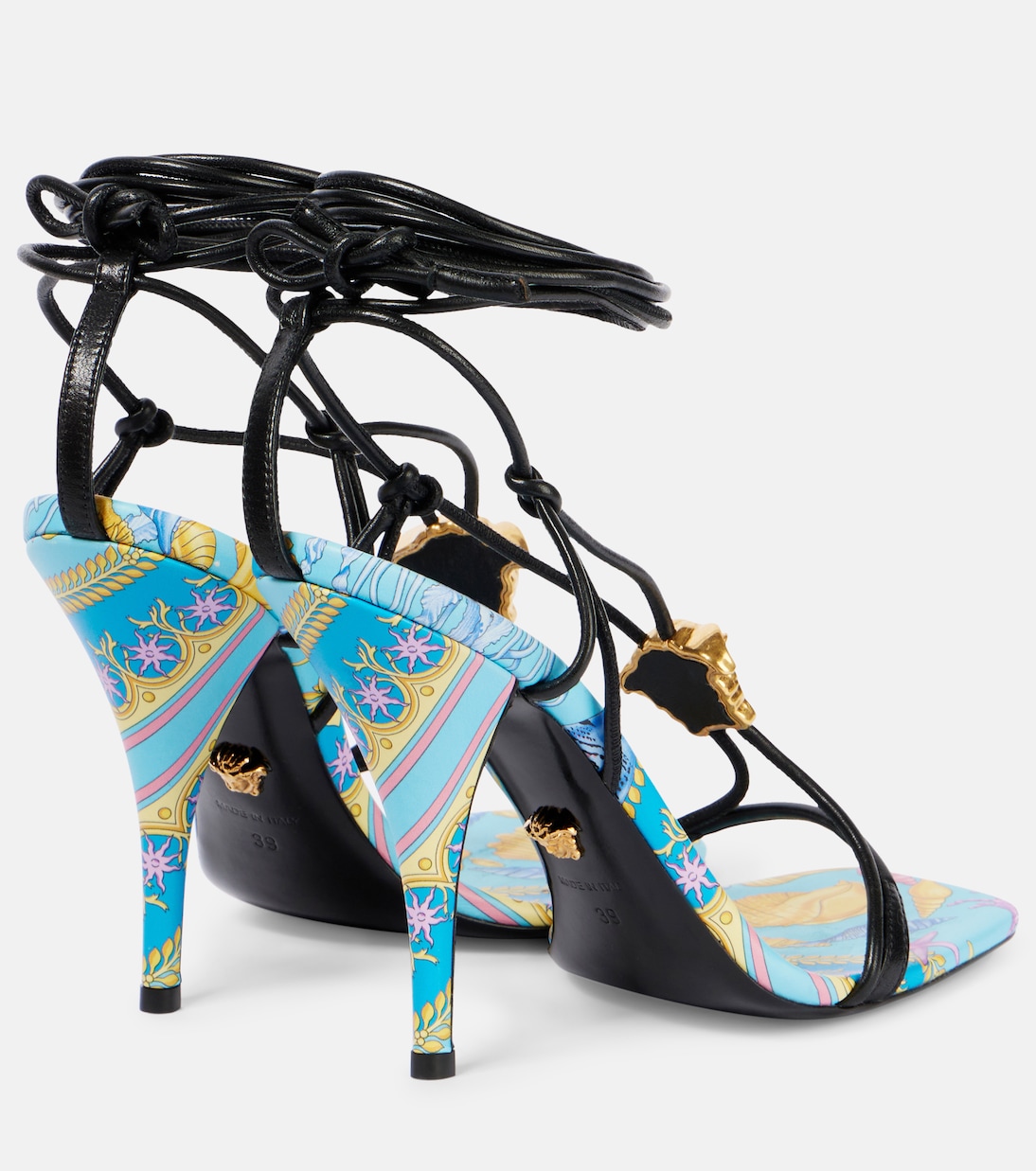 Сандалии La Medusa из печатной кожи, Azue/Многоцветный золотой Versace, Azue/Multicolor Versace Gold — фото 2