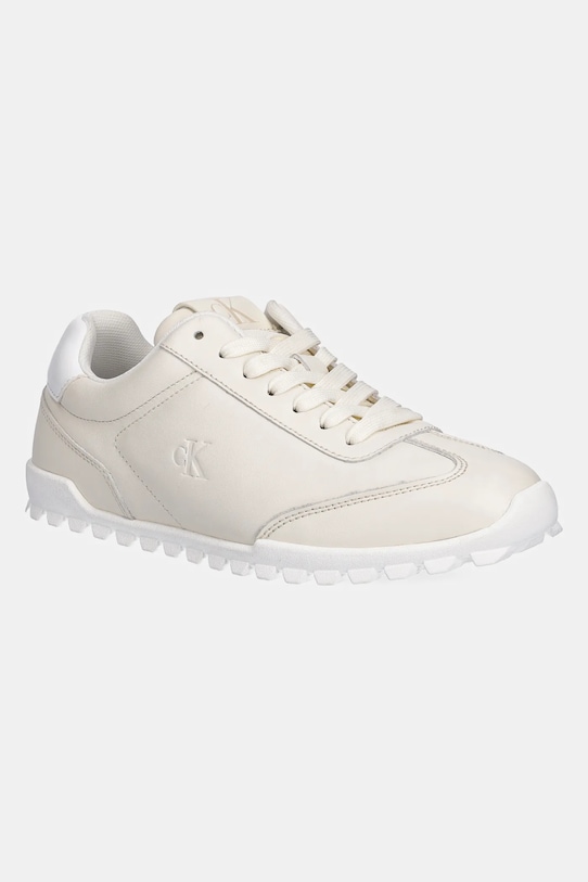 Кожаные кроссовки Low Profile Runner Calvin Klein Jeans, бежевый
