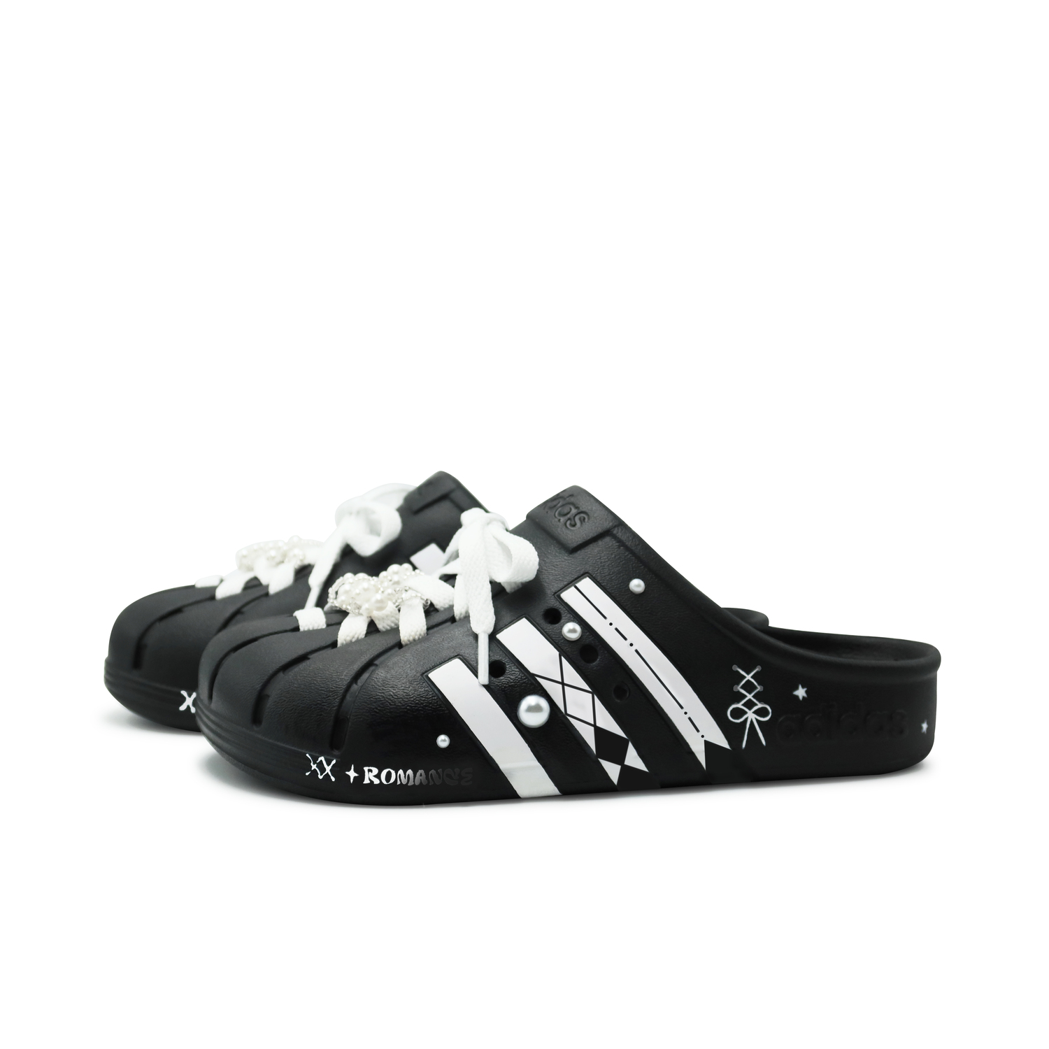 ADILETTE CLOGS Сланцы с обёрнутым носком Унисекс Чёрный Белый Adidas — фото 4