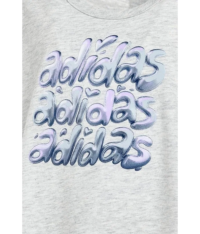 Комплект футболка и шорты Back Pleated Heather Tee Mesh Shorts Set Adidas Kids, Light Grey Heather — фото 3