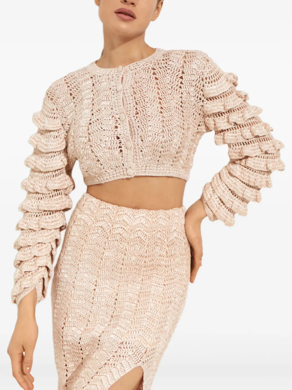 

Кардиган Junice с оборками Loveshackfancy, бежевый