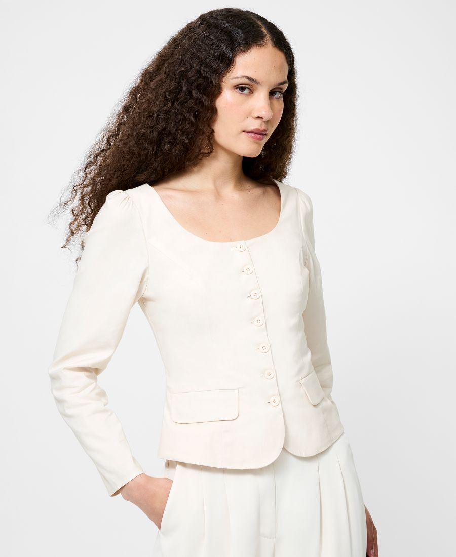 

Женская блузка из поплина с длинными рукавами French Connection, Cream