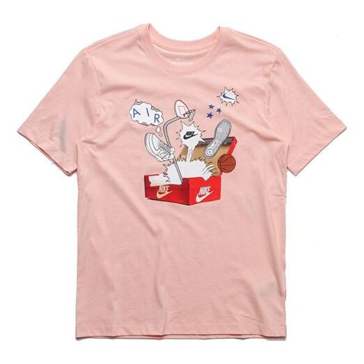 

Футболка как m sportswear nsw tee shoe print short sleeve coral red Nike, красный