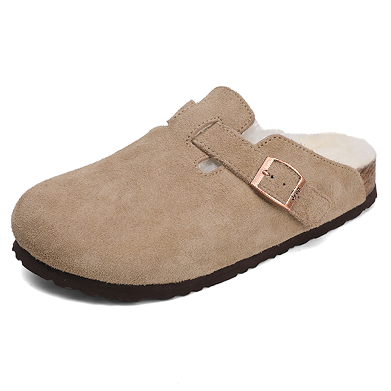 Jeep Закрытые тапочки унисекс — мех цвета хаки и белый, цвет Khaki-White Fur — фото 4