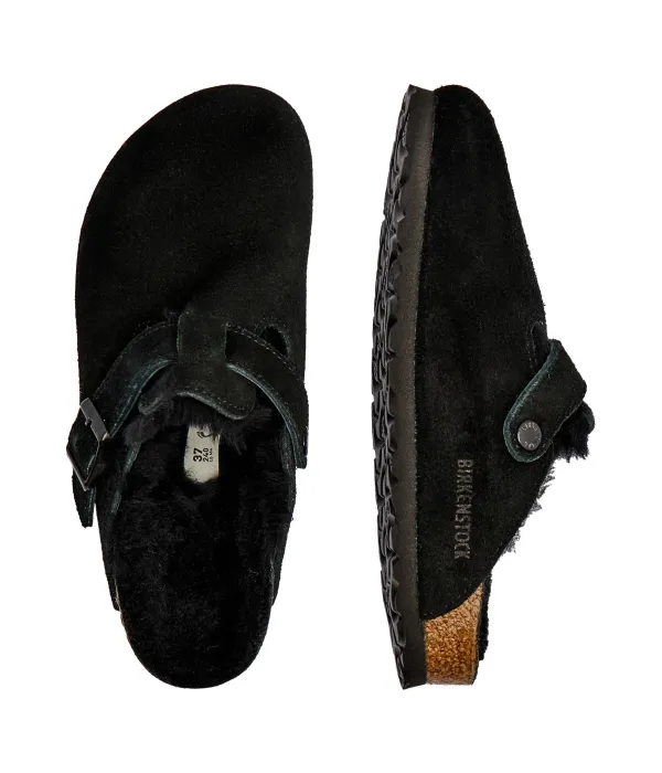 Бостонские мюли с кожаными сандалиями Narrow fit Birkenstock, черный — фото 4